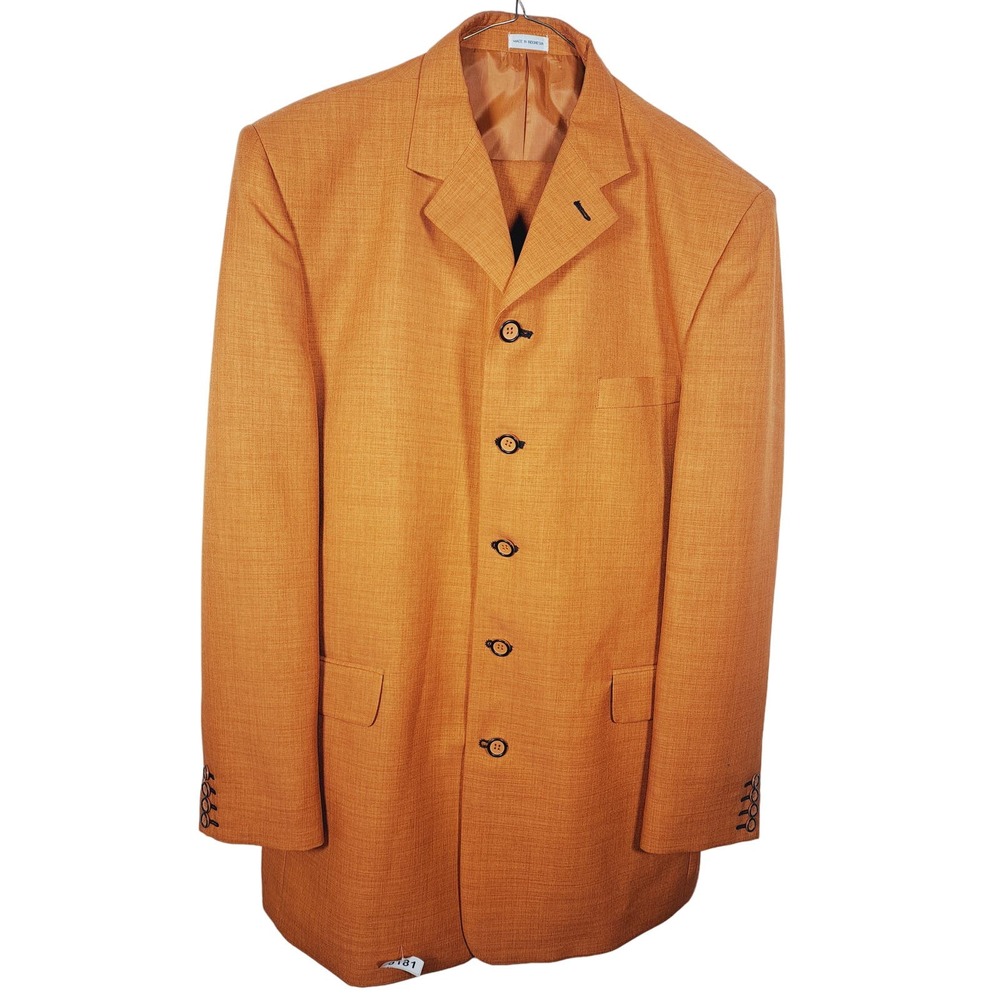 Alberto Celini Hand Tailored 2 Piece Polyester Suit Rust/Orange Big & Tall